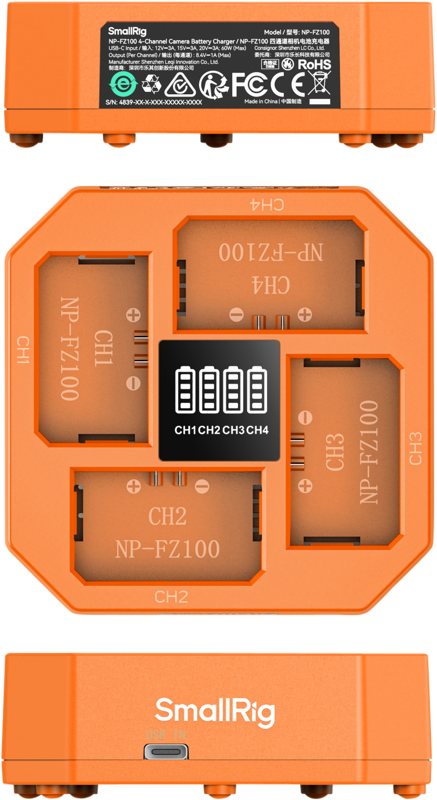 4839 NP-FZ100 4-Channel Camera Battery Charger