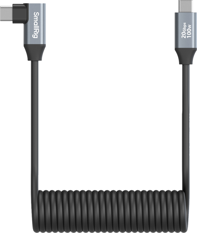 SmallRig 4792 USB-C Straight to USB-C Angled Coiled Data Cable