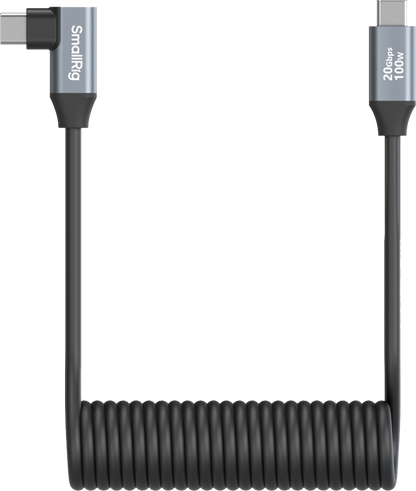 SmallRig 4792 USB-C Straight to USB-C Angled Coiled Data Cable