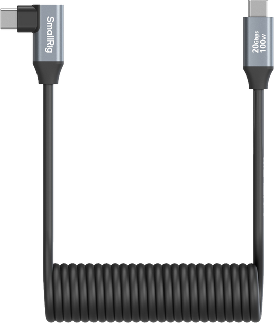SmallRig 4792 USB-C Straight to USB-C Angled Coiled Data Cable