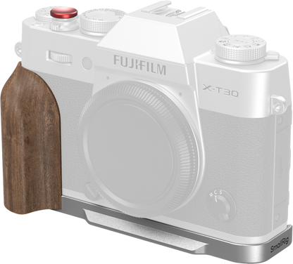 SmallRig 5667 L-Shaped Mount Plate with Wooden Handle for FUJIFILM T30 / T30 II / X-T30 III Silver