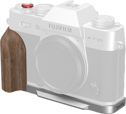 SmallRig 5667 L-Shaped Mount Plate with Wooden Handle for FUJIFILM T30 / T30 II / X-T30 III Silver
