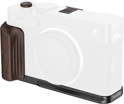 SmallRig 6237 L-Shaped Mount Plate with Wooden Handle for FUJIFILM X-E5 (Ebony, Black)
