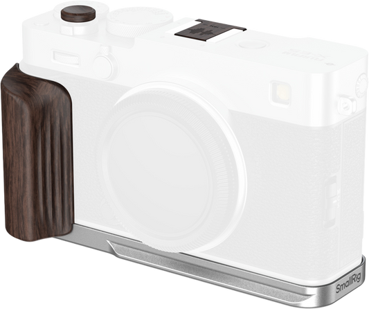 SmallRig 6236 L-Shaped Mount Plate with Wooden Handle for FUJIFILM X-E5 (Ebony, Silver)