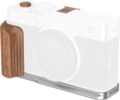 SmallRig 5984 L-Shaped Mount Plate with Wooden Handle for FUJIFILM X-E5 (Rosewood, Silver)