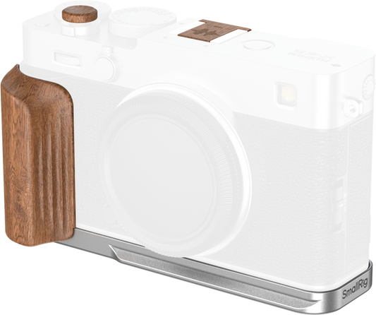 SmallRig 5984 L-Shaped Mount Plate with Wooden Handle for FUJIFILM X-E5 (Rosewood, Silver)