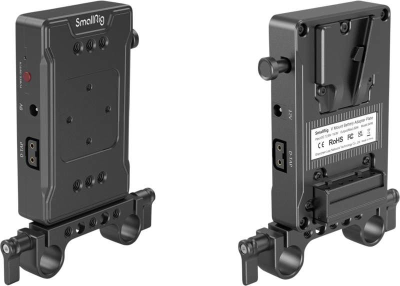 SmallRig 3498 Battery Adapter Plate V-Mount (Basic Version) with Dual Rod Clamp