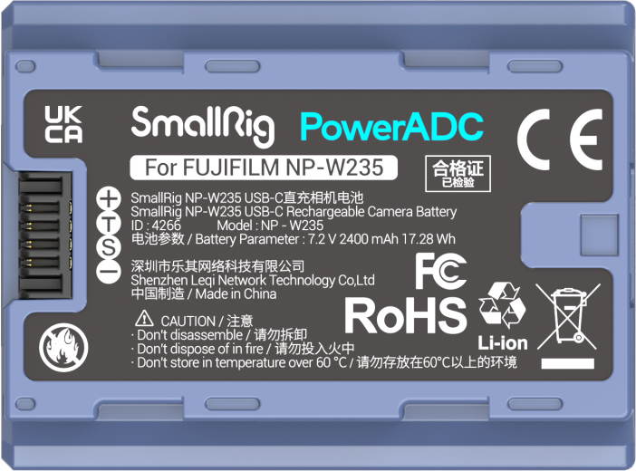 SmallRig 4266 Camera Battery USB-C Rechargable NP-W235