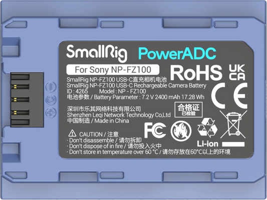 SmallRig 4265 Camera Battery USB-C Rechargable NP-FZ100