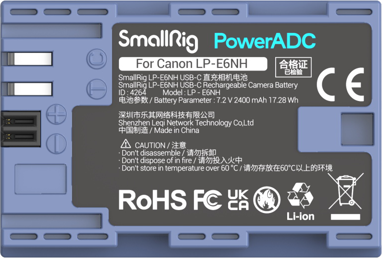SmallRig 4264 Camera Battery USB-C Rechargable LP-E6NH