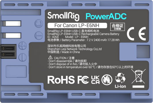 SmallRig 4264 Camera Battery USB-C Rechargable LP-E6NH