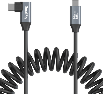SmallRig 4792 USB-C Straight to USB-C Angled Coiled Data Cable