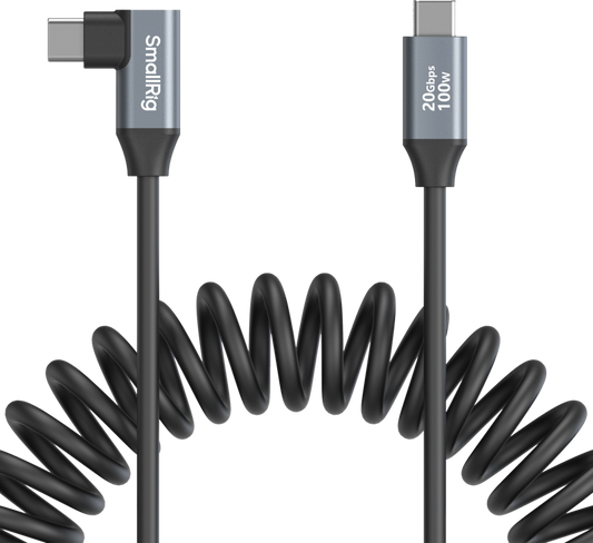 SmallRig 4792 USB-C Straight to USB-C Angled Coiled Data Cable