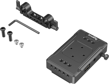 SmallRig 3498 Battery Adapter Plate V-Mount (Basic Version) with Dual Rod Clamp