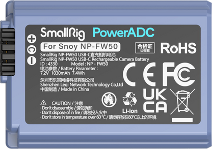 SmallRig 4330 Camera Battery USB-C Rechargable NP-FW50