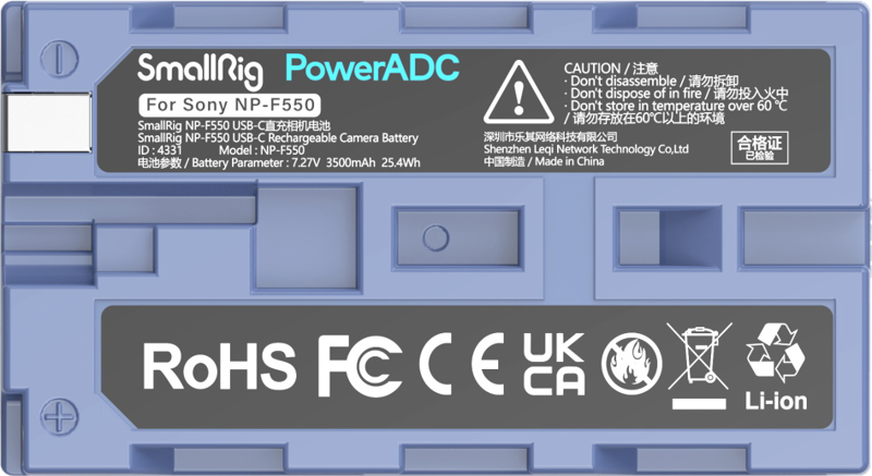 SmallRig 4331 Camera Battery USB-C Rechargable NP-F550