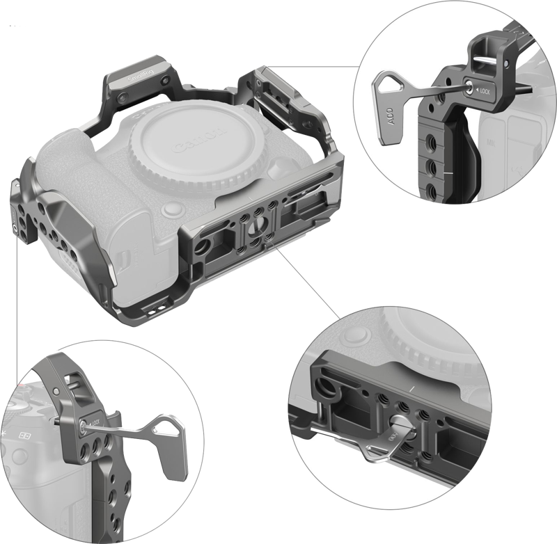 SmallRig 4977 HawkLock Quick Release Cage for Canon EOS R5 Mark II