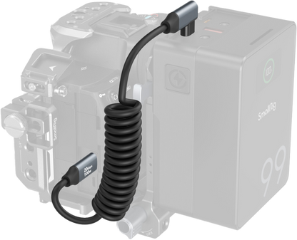 SmallRig 4792 USB-C Straight to USB-C Angled Coiled Data Cable
