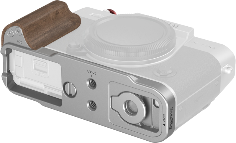 SmallRig 5667 L-Shaped Mount Plate with Wooden Handle for FUJIFILM T30 / T30 II / X-T30 III Silver