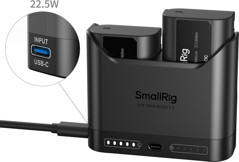 SmallRig 5487 Turbo Charging Kit for DMW-BLK22 Camera Batteries
