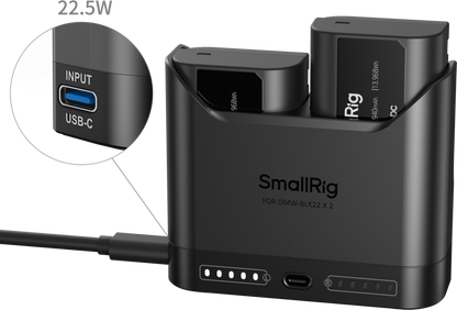 SmallRig 5487 Turbo Charging Kit for DMW-BLK22 Camera Batteries