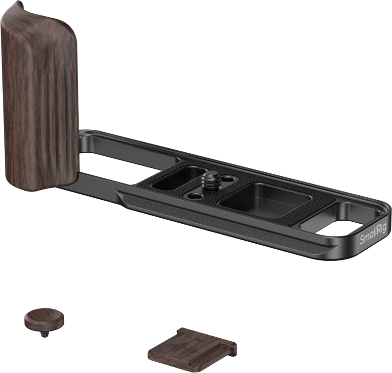 SmallRig 6237 L-Shaped Mount Plate with Wooden Handle for FUJIFILM X-E5 (Ebony, Black)