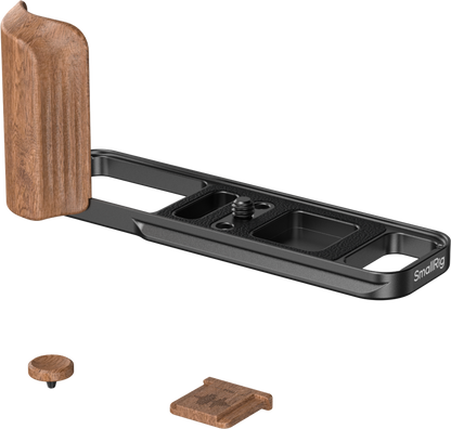 SmallRig 5985 L-Shaped Mount Plate with Wooden Handle for FUJIFILM X-E5 (Rosewood, Black)