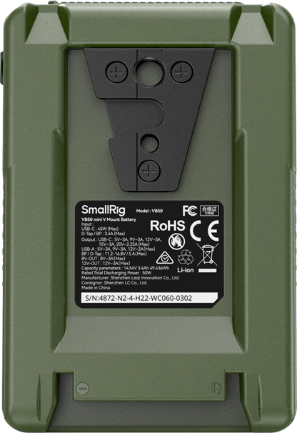 SmallRig 4872 V-Mount Battery Mini VB50 (Green)