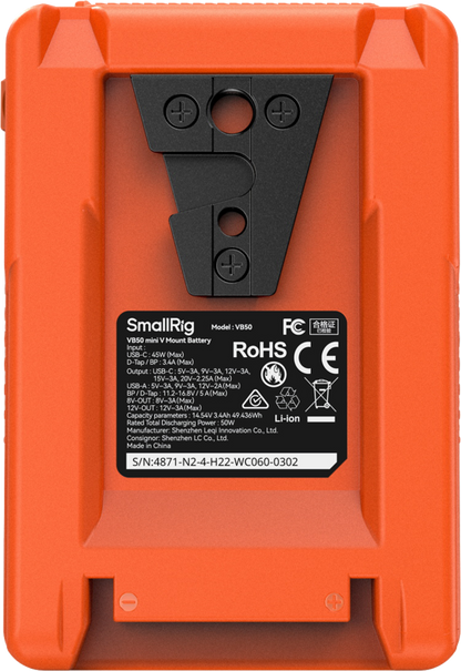 SmallRig 4871 V-Mount Battery Mini VB50 (Orange)