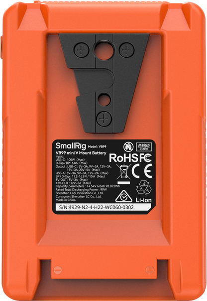 SmallRig 4929 V-Mount Battery Mini VB99 (Orange)