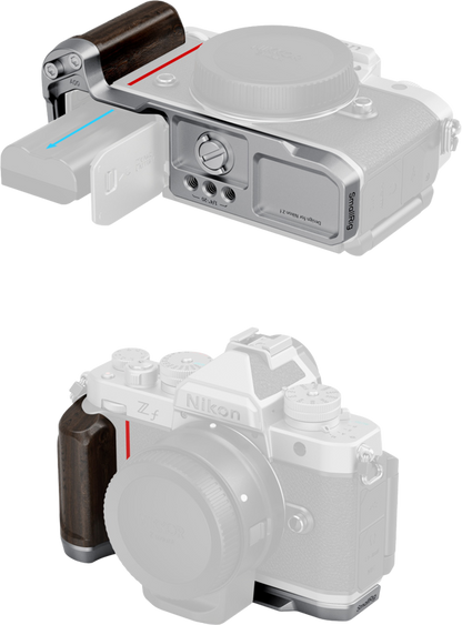 SmallRig 5707 L-Shaped Mount Plate with Wooden Handle for Nikon Z f Silver