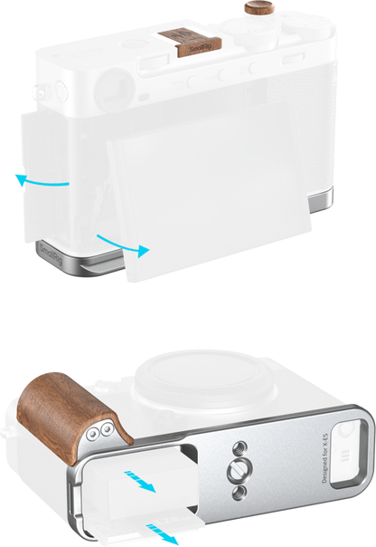 SmallRig 5984 L-Shaped Mount Plate with Wooden Handle for FUJIFILM X-E5 (Rosewood, Silver)