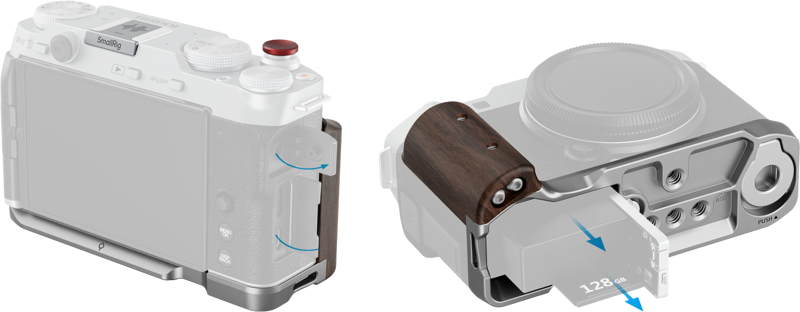 SmallRig 5261 L-Shape Mount Plate with Wooden Handle for FUJIFILM X-M5 Sliver