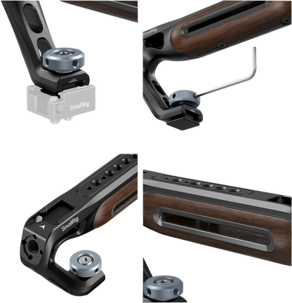 SmallRig 5250 Wooden Top Handle with Cold Shoe Mount