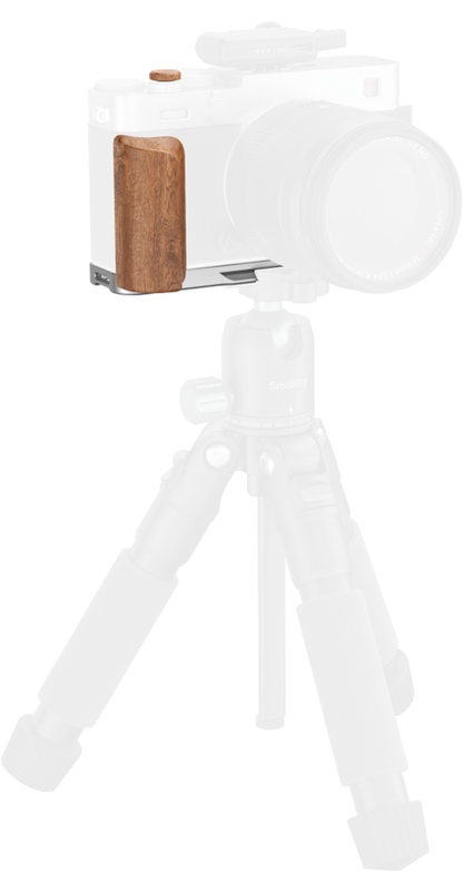 SmallRig 5984 L-Shaped Mount Plate with Wooden Handle for FUJIFILM X-E5 (Rosewood, Silver)