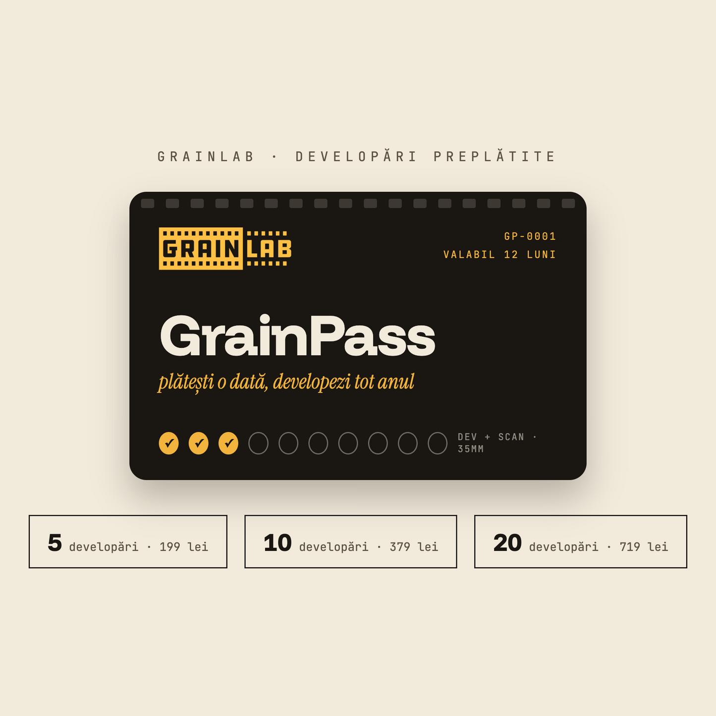 GrainPass — developări preplătite