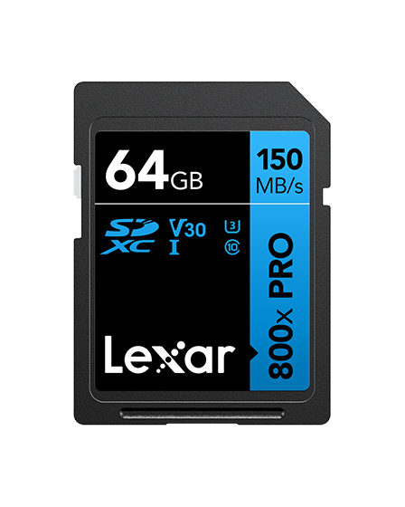 Lexar SDXC 800x Pro UHS-1 cards, C10 (V30) U3, R150, 64GB