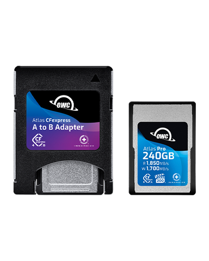 OWC CFexpress 4.0 Atlas Pro R1850/W1700/VPG200 (Type A), CFX A to B adapter incl. 240GB